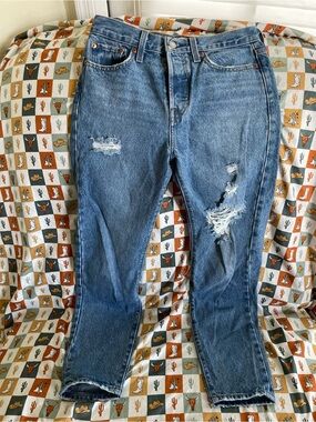 Levi's Wedgie Medium Blue Distressed Jeans